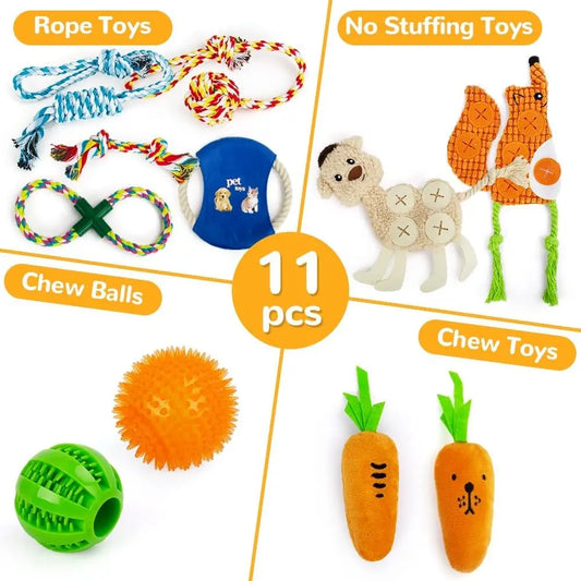 11-Piece Dog Toy Set – Chew Rope & Balls for Small to Large Dogs