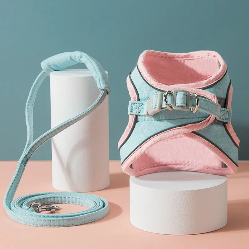 Comfort-Fit Colour Block Vest Harness and Leash