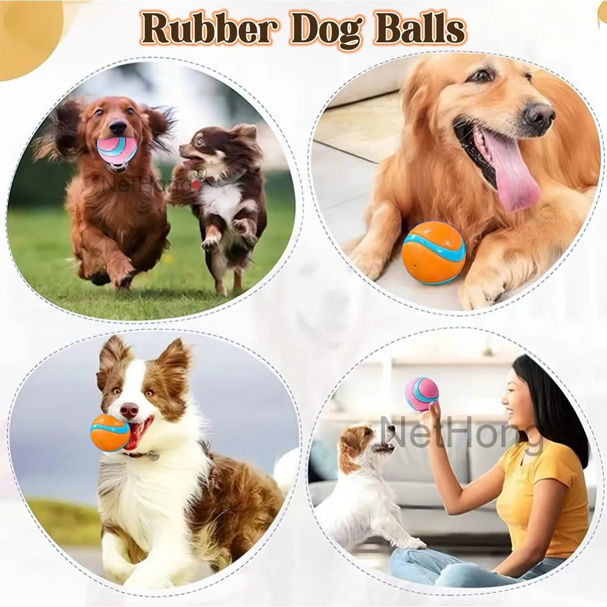 6-Pack Squeaky Dog Ball Toys – Interactive TPR Chew Toys for Teeth Cleaning & Play