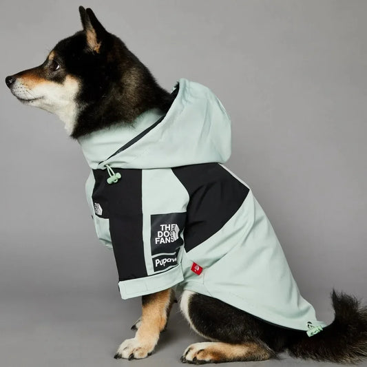 Light Green Windproof Dog Face Raincoat – Hoodie for Small & Large Dogs