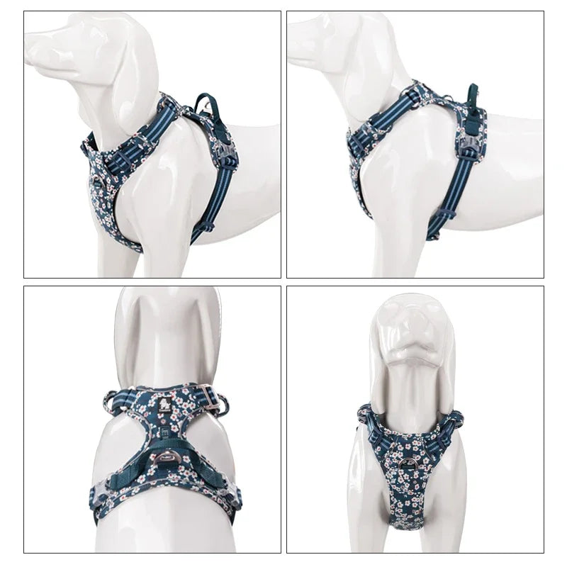 TrueLove Floral Pet Harness – No-Pull, Breathable & Reflective for Dogs & Cats