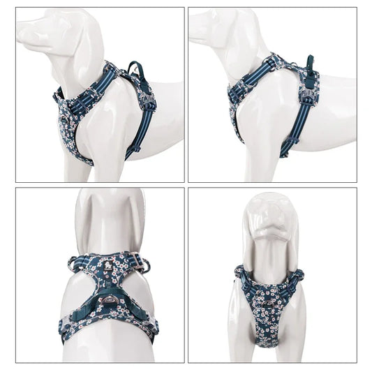 TrueLove Floral Pet Harness – No-Pull, Breathable & Reflective for Dogs & Cats