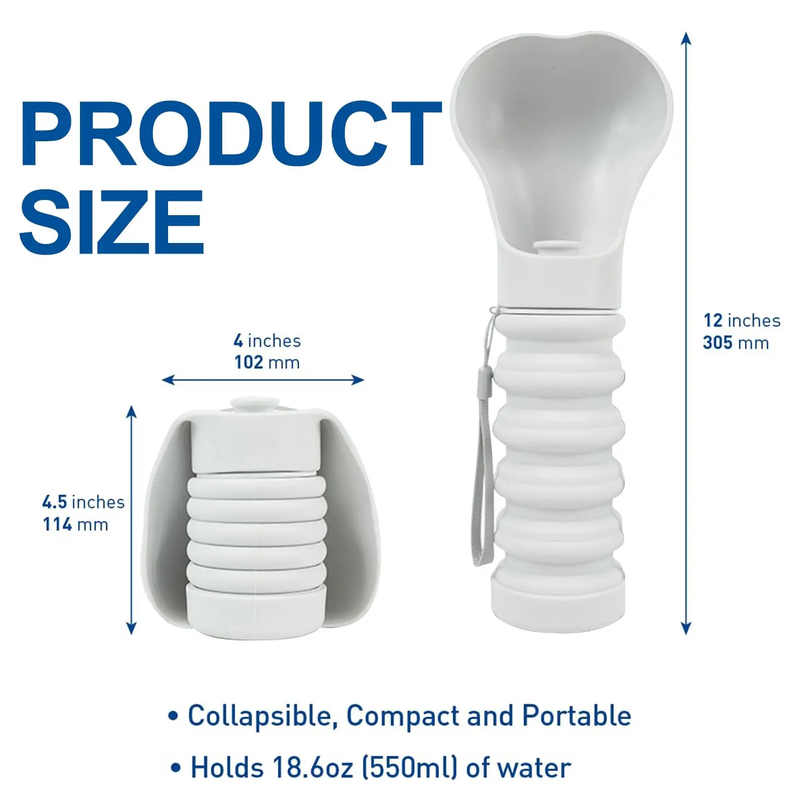 Foldable Dog Water Bottle 550ml – Leak-Proof Travel Water Dispenser